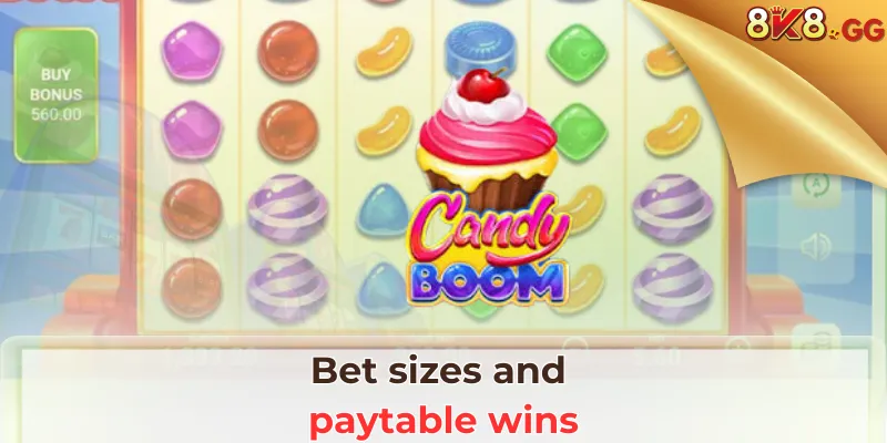 Bet sizes and paytable wins